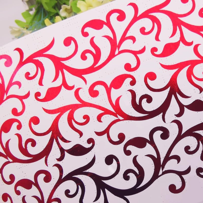 JBQUEEN Metallic Hot Foil Roll, 5M(Length) X19.5CM(Width) Laser Toner Reactive Foil Roll,Use Laminator Laser Printer,Paper Holographic Heat Transfer Craft Foil For Handmade Craft Accessories-Red - Image 3